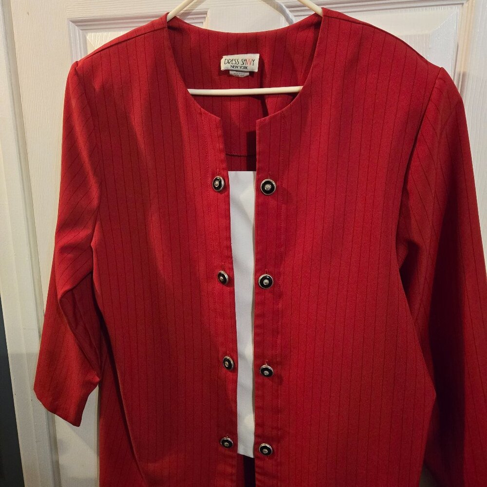 Dress Savvy Red and white blazer shirt combo- 1 piece 18W